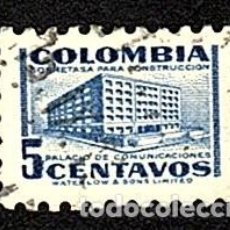 Sellos: COLOMBIA. RECONSTRUCCIÓN HOTEL DE POSTAS. 1952. YT-464. USADO CON CHARNELA.. Lote 401953299