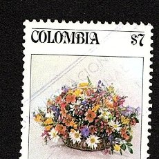 Sellos: COLOMBIA. COMPOSICIÓN FLORAL. 1982. YT-848. USADO CON CHARNELA.. Lote 401953359