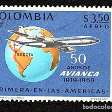 Sellos: COLOMBIA. · 50º COMPAÑÍA AÉREA AVIANCA. 1969. YT-PA501. USADO CON CHARNELA.. Lote 401953994