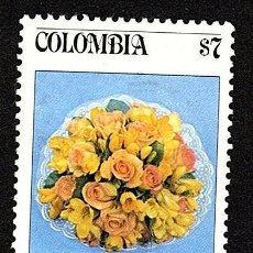 Sellos: COLOMBIA. COMPOSICIÓN FLORAL. 1982. YT-851. USADO CON CHARNELA.. Lote 401954514