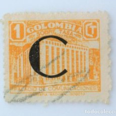 Sellos: SELLO POSTAL COLOMBIA 1948 1 C PALACIO DE COMUNICACIONES , SOBRETASA , SOBREIMPRESO C