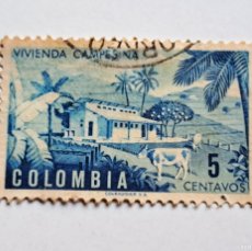 Sellos: 1950 COLOMBIA 5 CENTAVOS VIVIENDA CAMPESINA SELLO STAMP