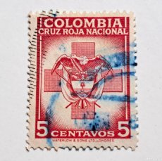 Sellos: 1947 COLOMBIA 5 CENTAVOS CRUZ ROJA SELLO STAMP