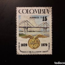 Sellos: COLOMBIA YVERT A-649 SERIE COMPLETA USADA 1979 AVIANCA, PUENTE RÍO MAGDALENA PEDIDO MÍNIMO 3€