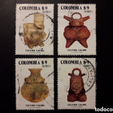 Sellos: COLOMBIA YVERT A-686/9 SERIE COMPLETA USADA 1981 ARTE PRECOLOMBINO, CALIMA PEDIDO MÍNIMO 3€