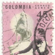 Sellos: ❤️ SELLO DE COLOMBIA: MADRE E HIJOS, 1963, ESTATUAS, 45 CENTAVO COLOMBIANO ❤️
