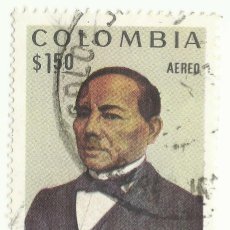 Sellos: ❤️ SELLO DE COLOMBIA: PINTURA DE UN INDÍGENA ZAPOTECA - BENITO, 1972, 1,50 PESO COLOMBIANO ❤️