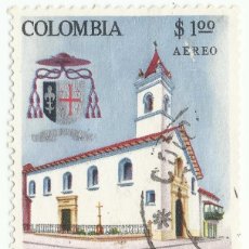 Sellos: ❤️ SELLO DE COLOMBIA: IGLESIA LA VERACRUZ DE BOGOTÁ, 1964, 1 PESO COLOMBIANO ❤️