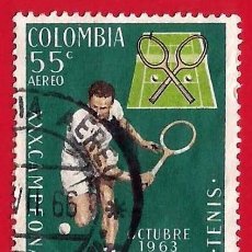 Sellos: COLOMBIA. 1963. CAMPEONATO SUDAMERICANO DE TENIS. MEDELLIN