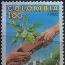 Sellos: COLOMBIA 1989 XII CONFERENCIA INTERNACIONAL SOBRE HÁBITAT. CARTAGENA. AÉREO. USADO.
