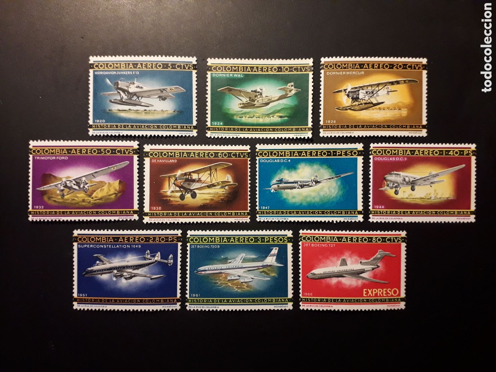 Selos: COLOMBIA YVERT A-451/60 SERIE COMPLETA MAYORÍA NUEVA *** 2 SIN GOMA 1965-66 AVIONES PEDIDO MÍNIMO 3€