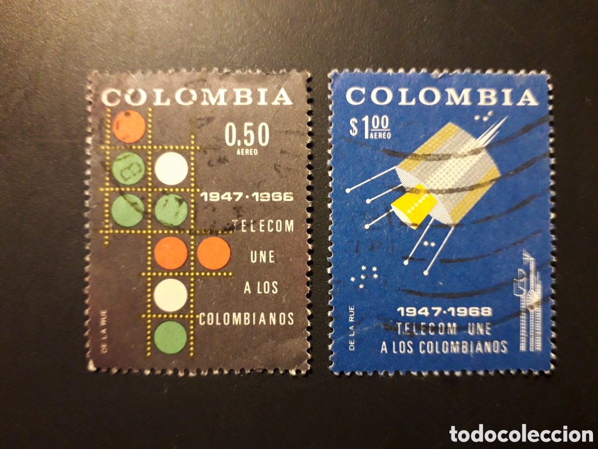 Selos: COLOMBIA YVERT A-479/80 SELLO SUELTO USADO 1968 TELECOMUNICACIONES PEDIDO MÍNIMO 3€