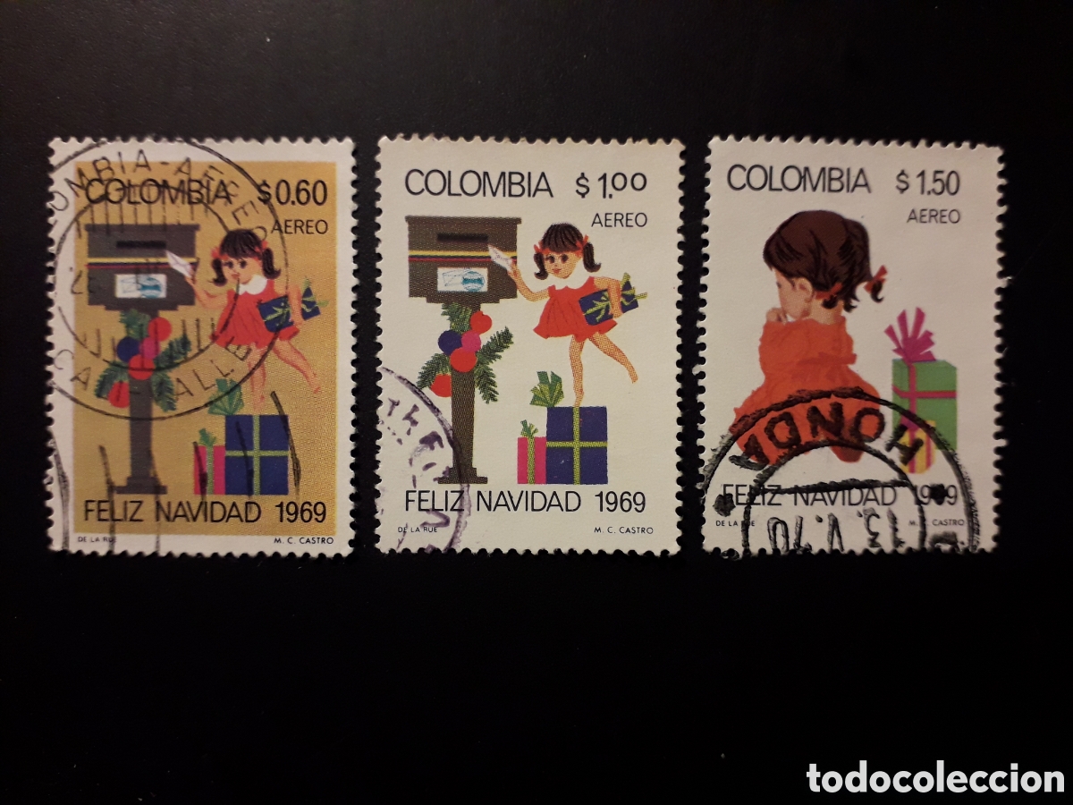 Selos: COLOMBIA YVERT A-502/04 SERIE COMPLETA USADA 1969 NAVIDAD, INFANCIA NIÑA PEDIDO MÍNIMO 3€