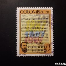 Sellos: COLOMBIA YVERT 921 SERIE COMPLETA USADA 1988 HIMNO NACIONAL, MÚSICA PEDIDO MÍNIMO 3€