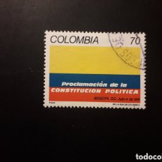 Sellos: COLOMBIA YVERT 964 SERIE COMPLETA USADA 1991 CONSTITUCIÓN, BANDERAS PEDIDO MÍNIMO 3€