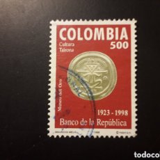 Sellos: COLOMBIA YVERT 1081 SELLO SUELTO USADO 1998, ORO, BANCO DE LA REPÚBLICA PEDIDO MÍNIMO 3€