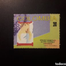 Sellos: COLOMBIA YVERT 1002 SELLOS SUELTOS USADO 1993 DERECHOS, PERSONAS ENFERMAS PEDIDO MÍNIMO 3€