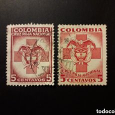 Sellos: COLOMBIA YVERT BE- 1/2 SERIE COMPLETA USADA 1947-48 CRUZ ROJA PEDIDO MÍNIMO 3€