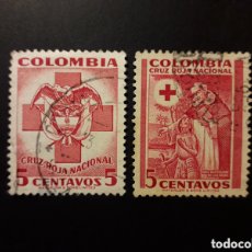 Sellos: COLOMBIA YVERT BE- 4/5 SERIE CTA USADA 1951 CRUZ ROJA, FRAY BARTOLOMÉ DE LAS CASAS, PEDIDO MÍNIMO 3€