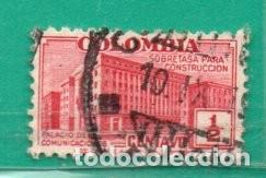 Sellos: Colombia 1940 Y 334-Usado -Sobre tasa p/la Construcci&oacute;nTT: Edificios - Foto 1