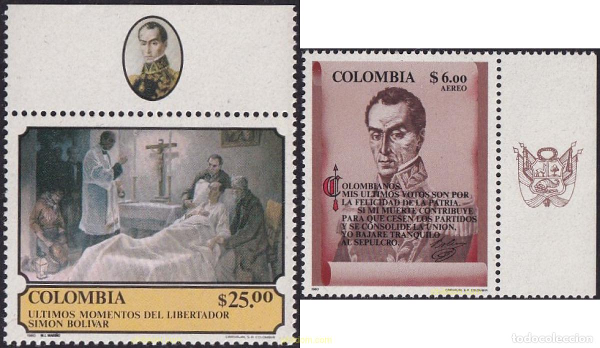 Sellos: 785284 MNH COLOMBIA 1980 150 ANIVERSARIO DE LA MUERTE DE SIMON BOLIVAR