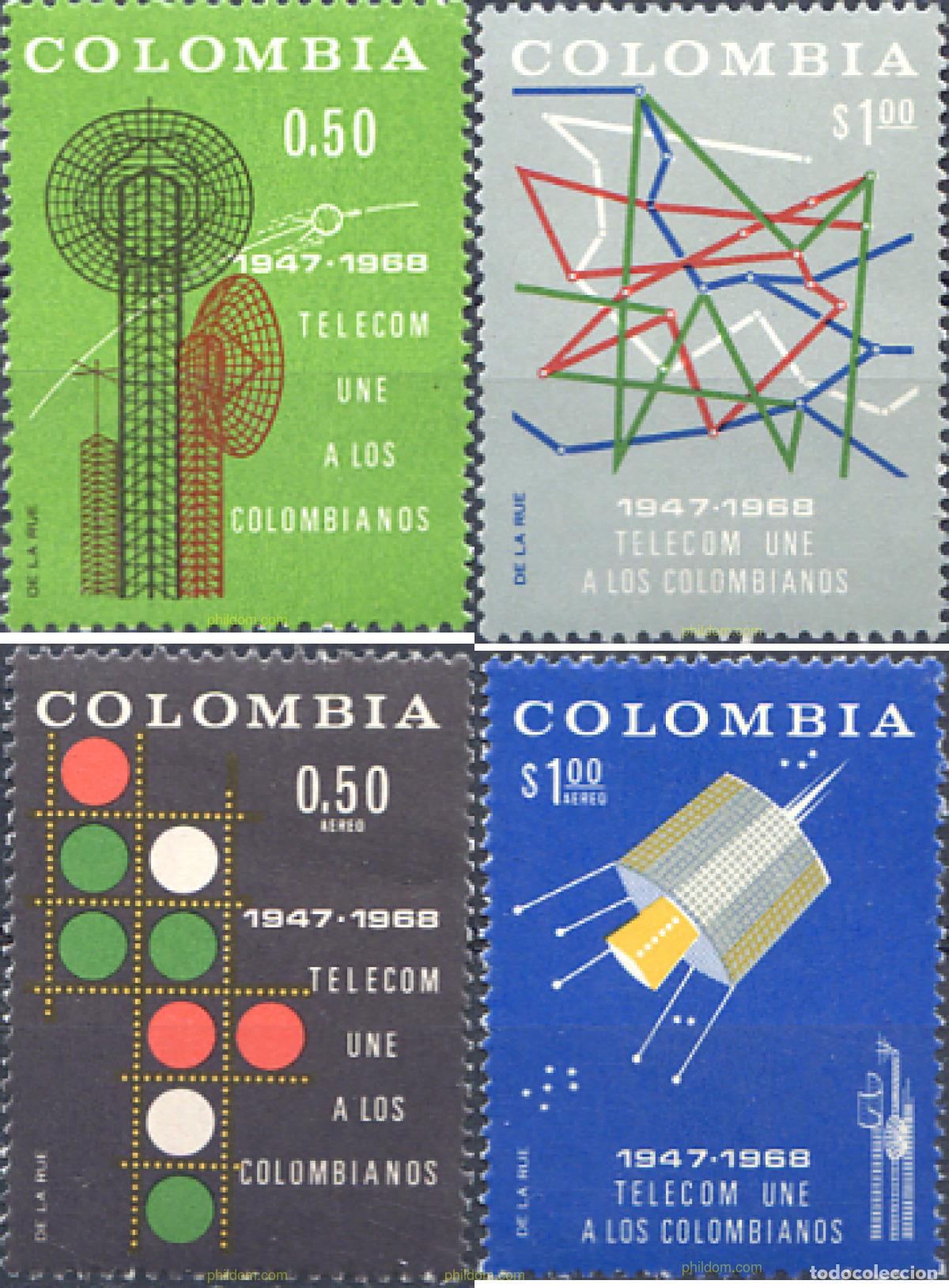 Sellos: 177219 MNH COLOMBIA 1968 21 ANIVERSARIO DE LAS TELECOMUNICACIONES