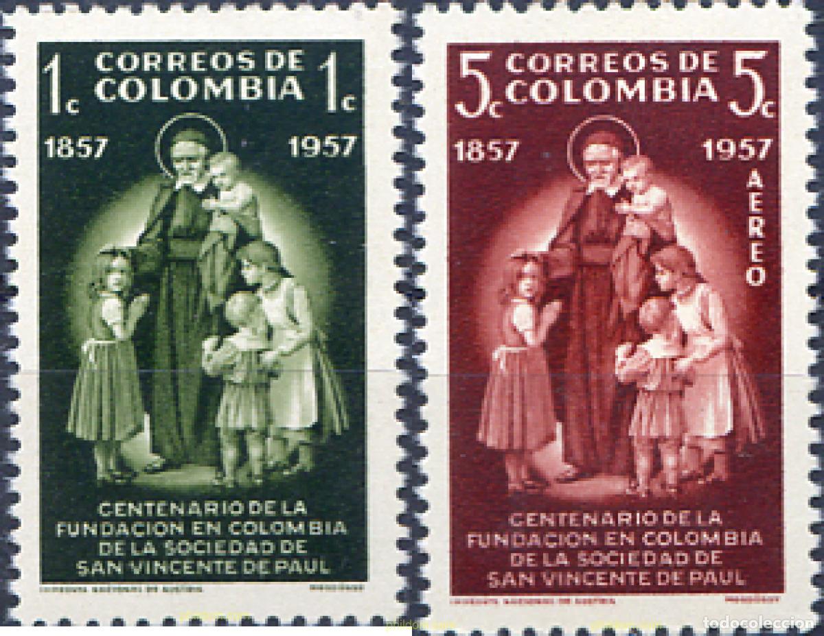 Sellos: 176631 MNH COLOMBIA 1957 100 ANIVERSARIO DE LA SOCIEDAD COLOMBIANA DE VICENTE DE PAUL