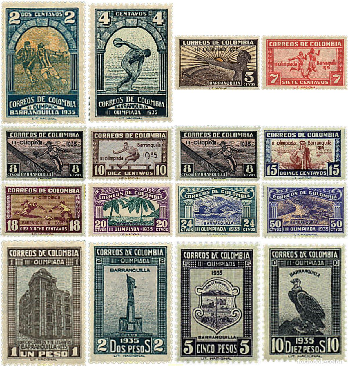 Sellos: 577917 HINGED COLOMBIA 1935 3 JUEGOS OLIMPICOS CENTRO Y SUR AMERICANOS