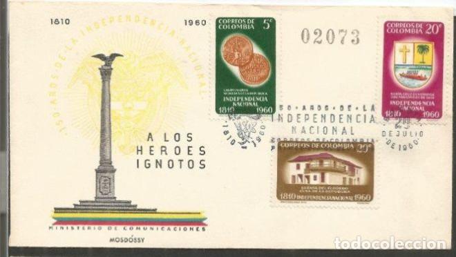 Sellos: COLOMBIA SOBRE PRIMER DIA DE CIRCULACION YVERT NUM. 582/584 SERIE COMPLETA
