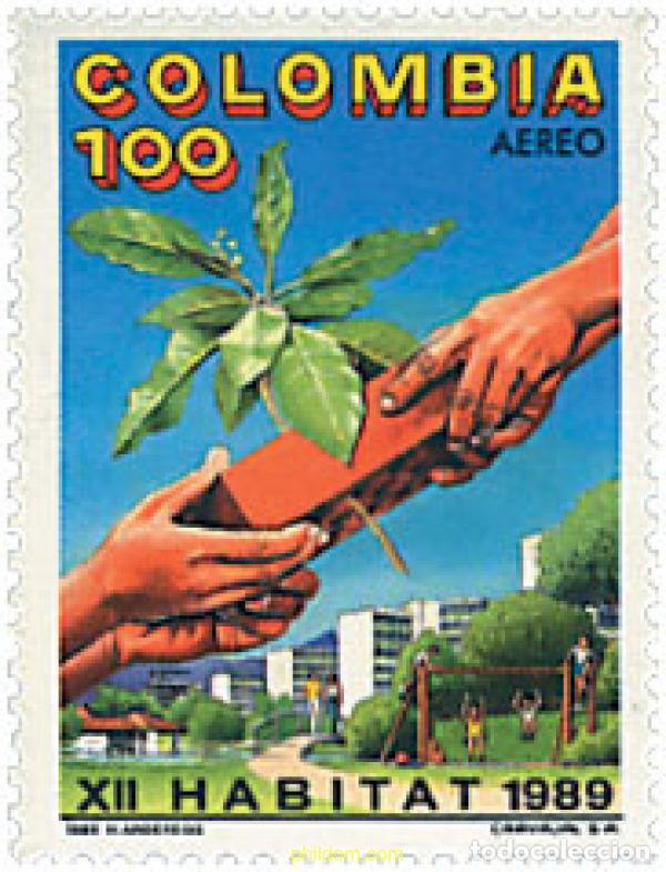 Sellos: 70435 MNH COLOMBIA 1989 12 SESION DE LA COMISION DE LOS DERECHOS DEL HOMBRE