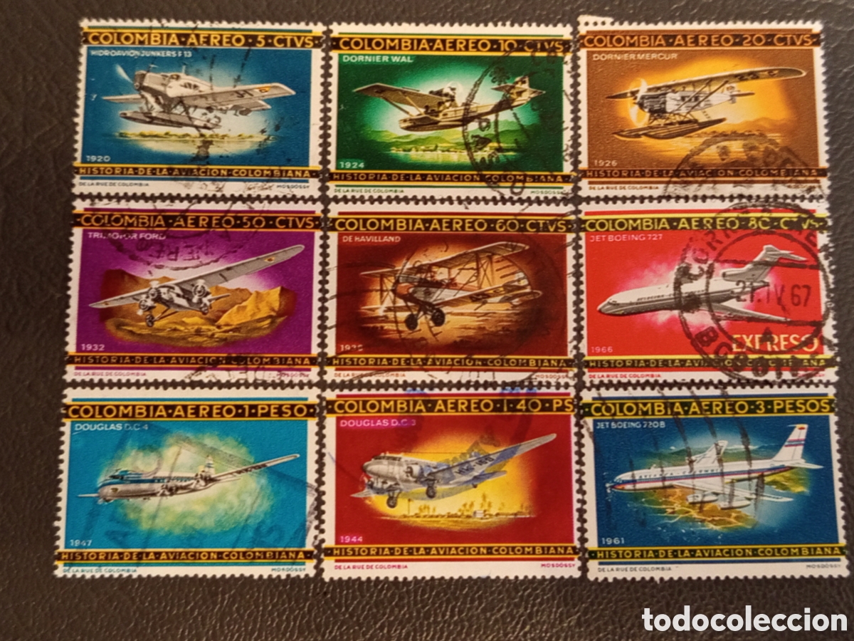 Sellos: Colecci&oacute;n Filatelia Aviaci&oacute;n Colombiana + Sello Expreso Raro 1966