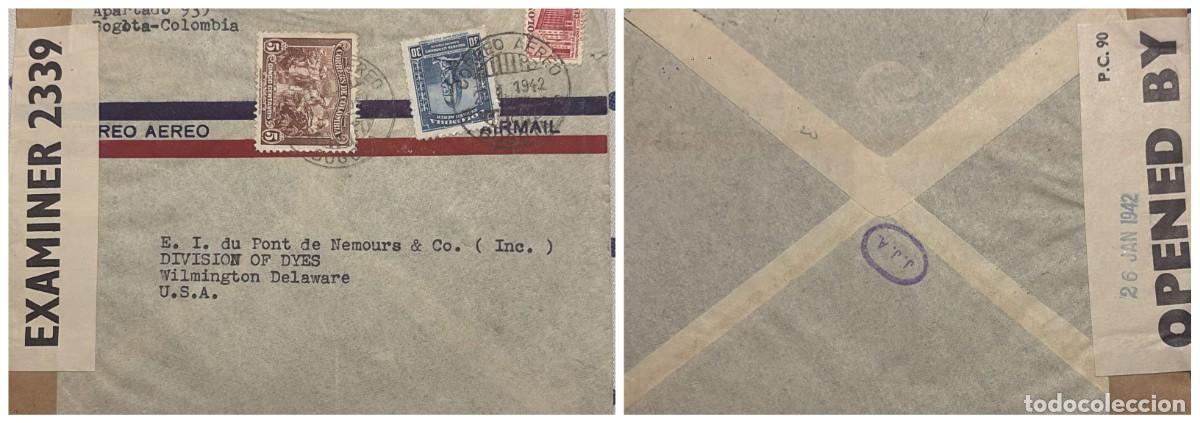 Briefmarken: O)1942 COLOMBIA, BOGOTA, CENSORSHIP, COFFEE PICKING, PRE-COLUMBIAN MONUMENT - ARCHEOLOGY, AMERICAN B