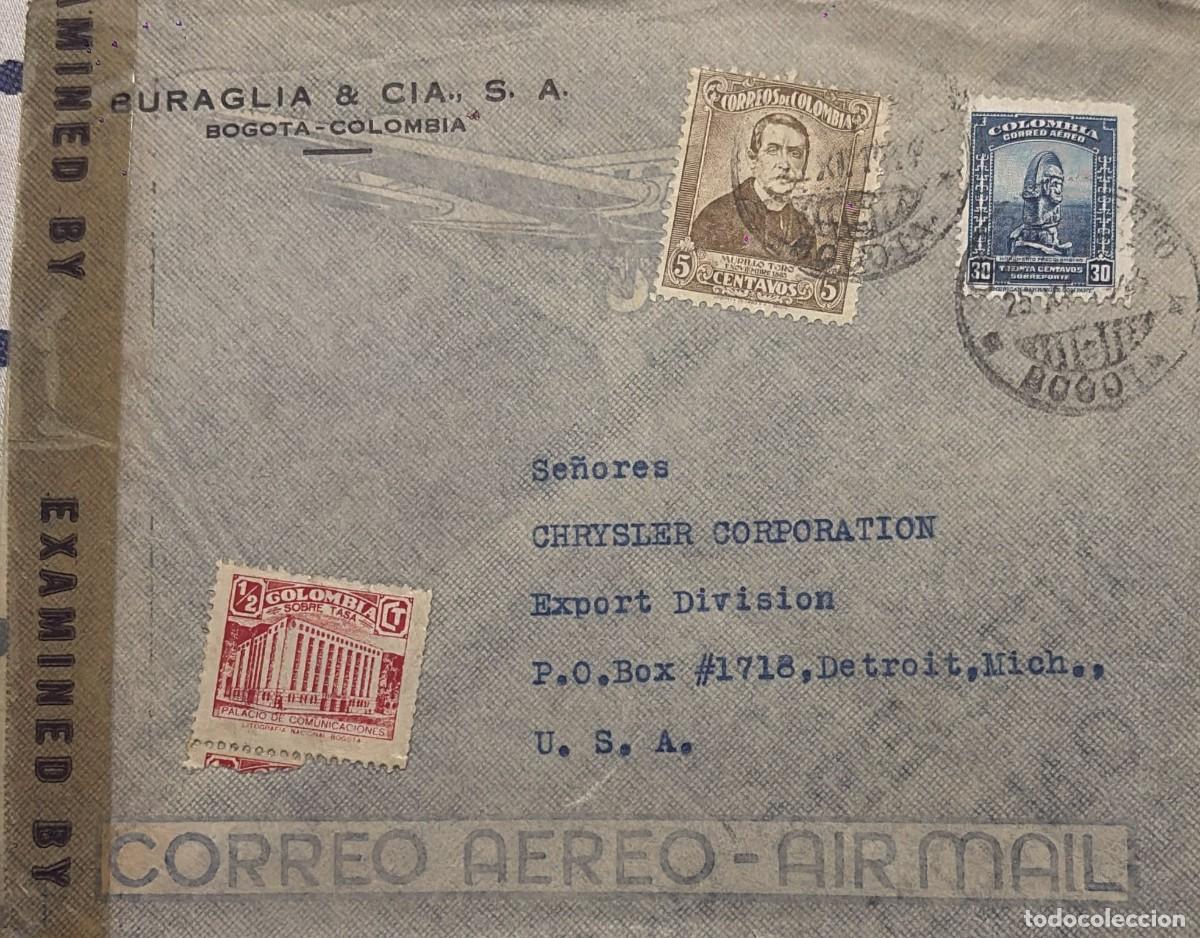 Briefmarken: O) COLOMBIA, CENSORSHIP, COLUMBIAN MONUMENT - ARCHEOLOGY, AMERICAN BNAK NOTE, MURILLO TORO, AIRMAIL,