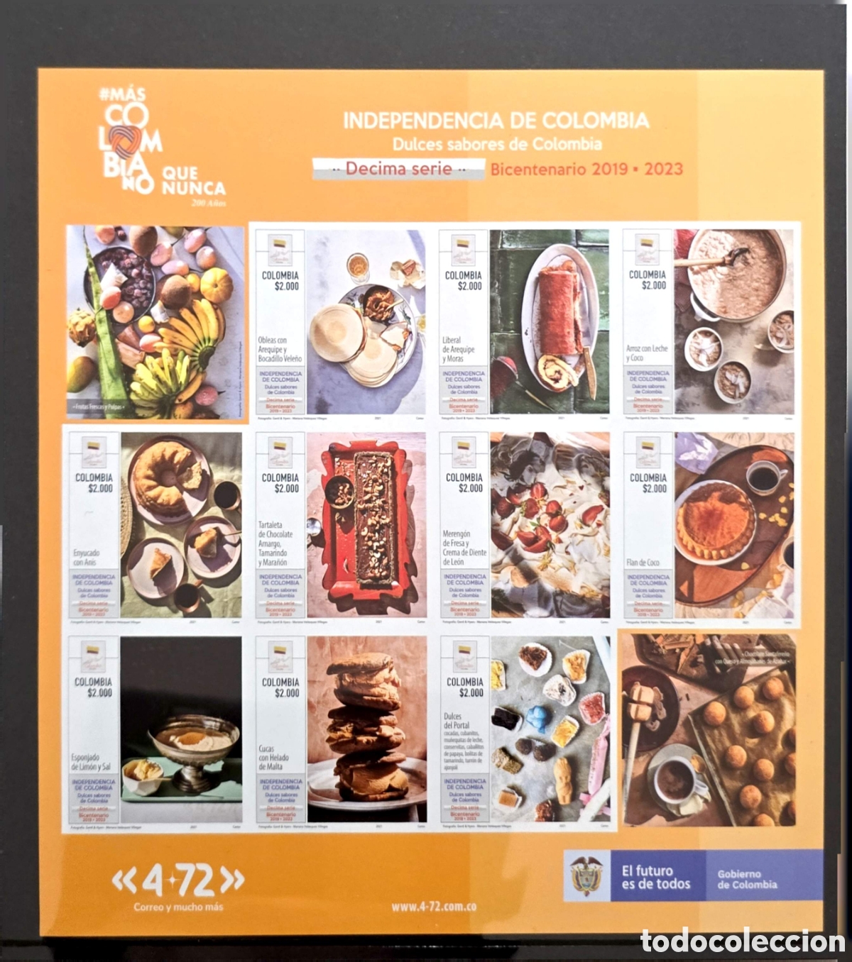 Sellos: CA)Colombia &middot; 2021 &middot; Bicentennial Desserts &middot; Commemorative sheet issued by Colombia as part of the B