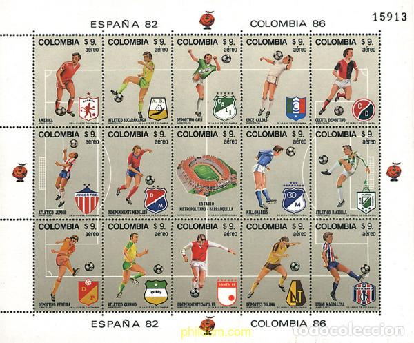 Sellos: 37189 MNH COLOMBIA 1982 COPA DEL MUNDO DE FUTBOL. ESPA&Ntilde;A-82. CLUBS DE FUTBOL