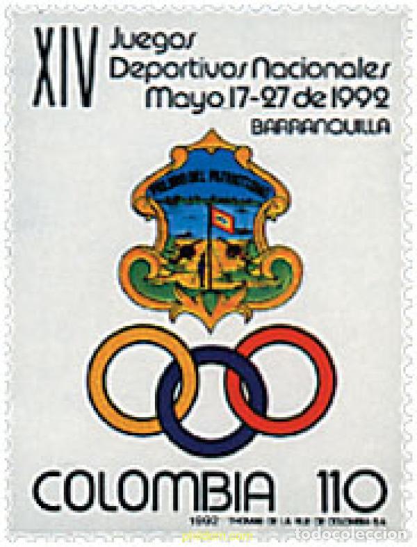 Sellos: 27938 MNH COLOMBIA 1992 14 JUEGOS DEPORTIVOS NACIONALES EN BARRANQUILLA
