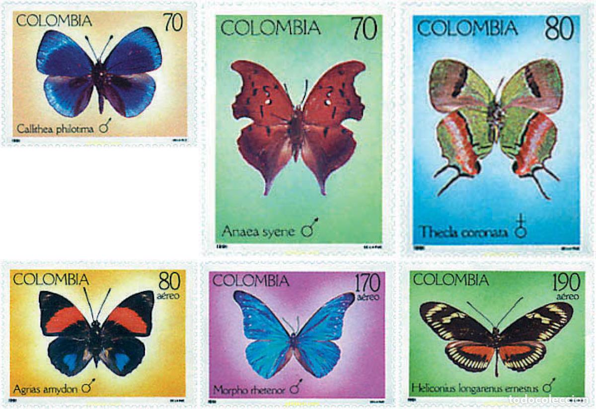 Sellos: 75688 MNH COLOMBIA 1991 MARIPOSAS