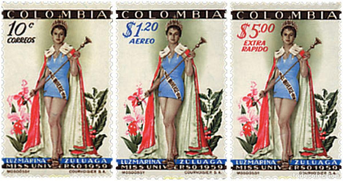 Sellos: 339151 HINGED COLOMBIA 1959 MISS UNIVERSO
