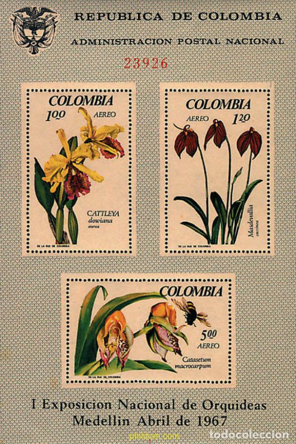 Sellos: 326841 HINGED COLOMBIA 1967 1 EXPOSICION NACIONAL DE ORQUIDEAS EN MEDELLIN