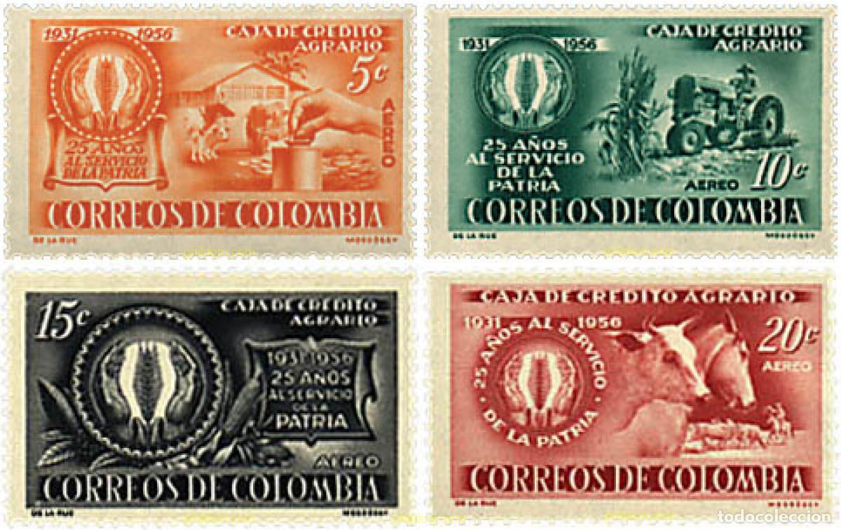 Stamps: 646827 MNH COLOMBIA 1957 25 ANIVERSARIO DE LA CAJA DE CREDITO RURAL