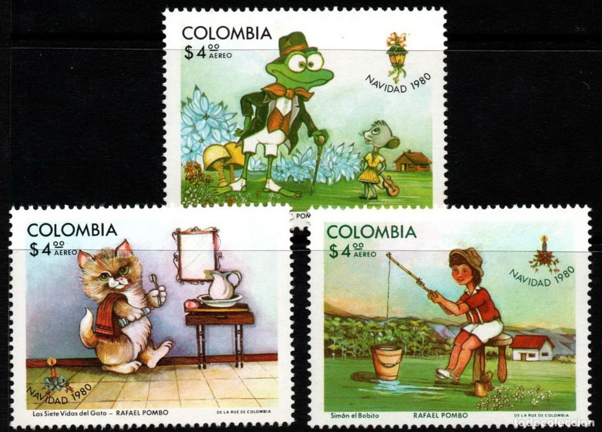 Sellos: COLOMBIA 1980 SERIE 3 STAMPS MNH CUENTOS Y FABULAS DE RAFAEL POMBO NAVIDAD CHRISTMAS NOEL NATALE