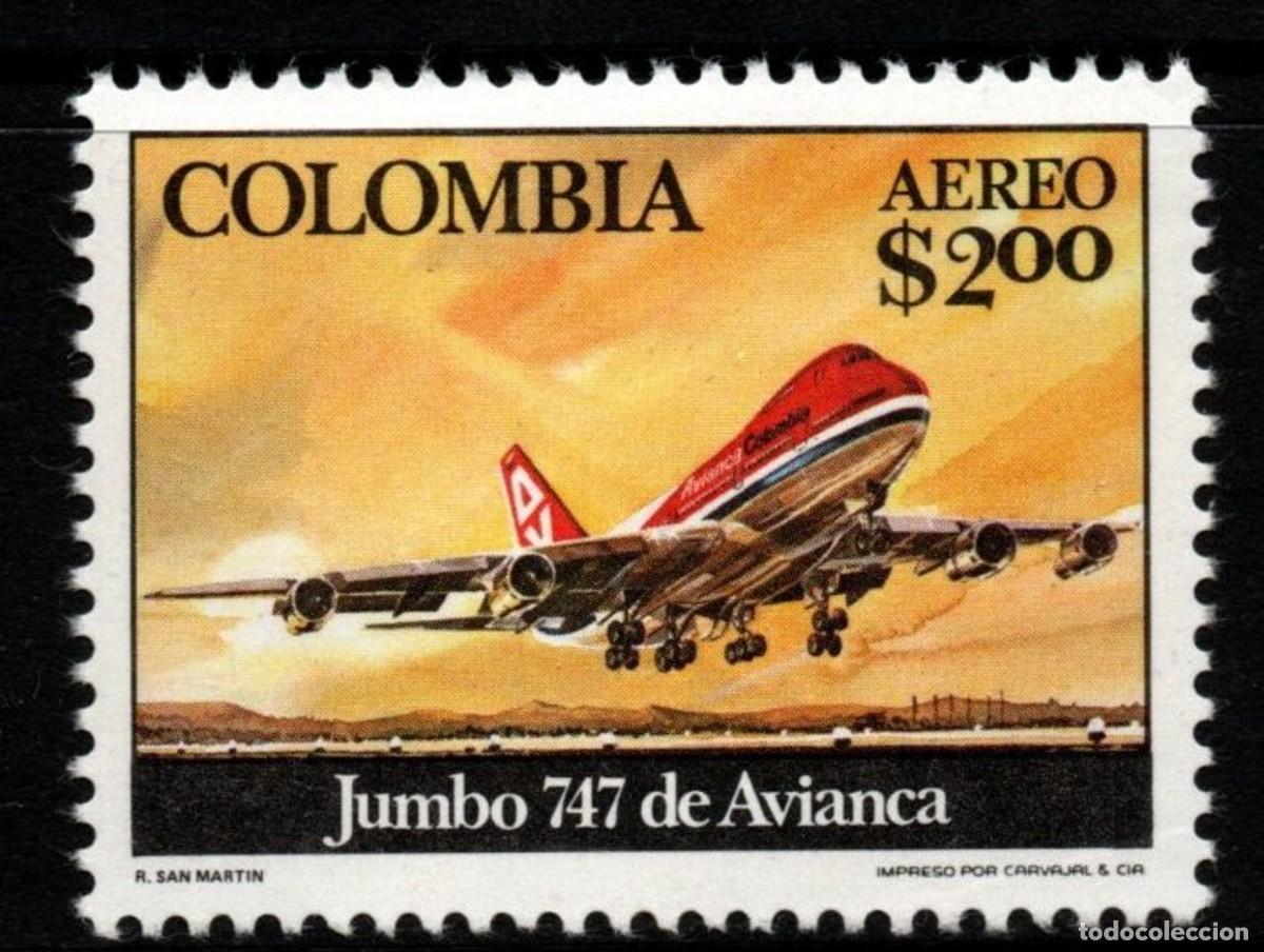 Sellos: COLOMBIA 1976 STAMP MNH JUMBO 747 DE AVIANCA PLANES AVIONES AVIACION AVIATION AVIONS FLUGZEUGE AEREI