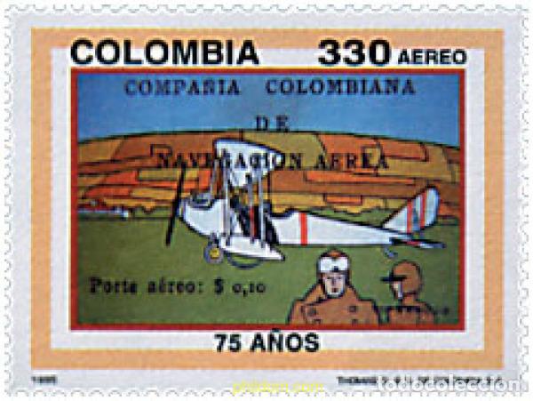 Sellos: 36289 MNH COLOMBIA 1995 75 ANIVERSARIO DE LA COMPA&Ntilde;IA COLOMBIANA DE NAVEGACION AEREA
