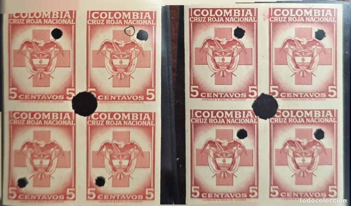 Sellos: O) 1947 COLOMBIA, PROOF, PUNCH, WATERLOW AND SONS, COLOR VARIETY, POSTAL TAX STAMP, ARMS OF COLOM