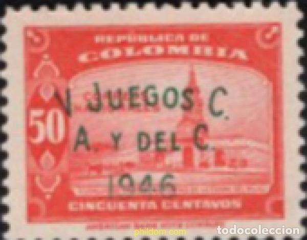 Sellos: 3787 MNH COLOMBIA 1946 5 JUEGOS OLIMPICOS CENTRO Y SUDAMERICANOS EN BARRANQUILLA.