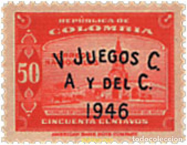 Sellos: 70429 MNH COLOMBIA 1946 5 JUEGOS OLIMPICOS CENTRO Y SUDAMERICANOS EN BARRANQUILLA.
