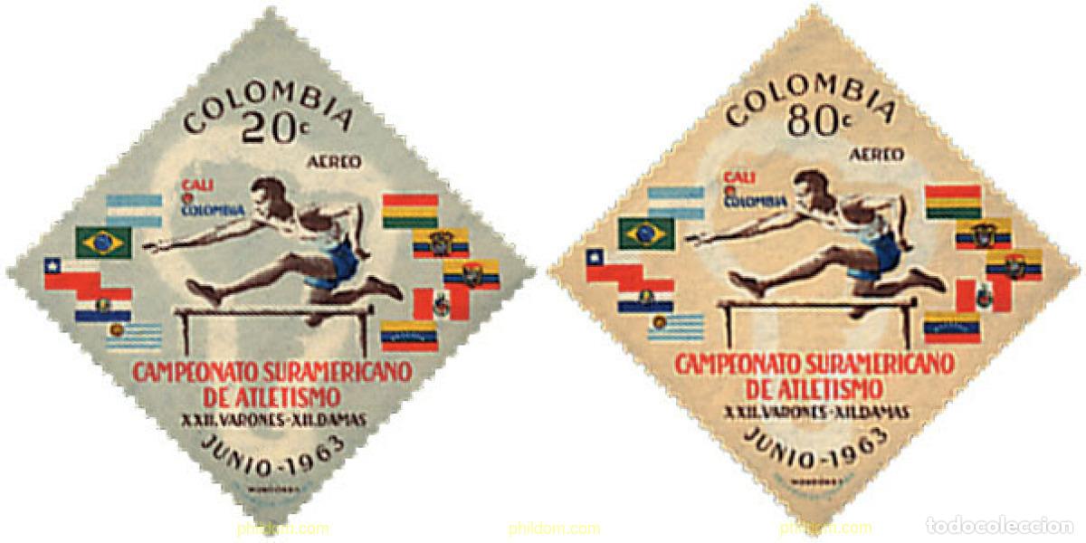 Stamps: 27067 MNH COLOMBIA 1963 CAMPEONATOS SUDAMERICANOS DE ATLETISMO EN CALI