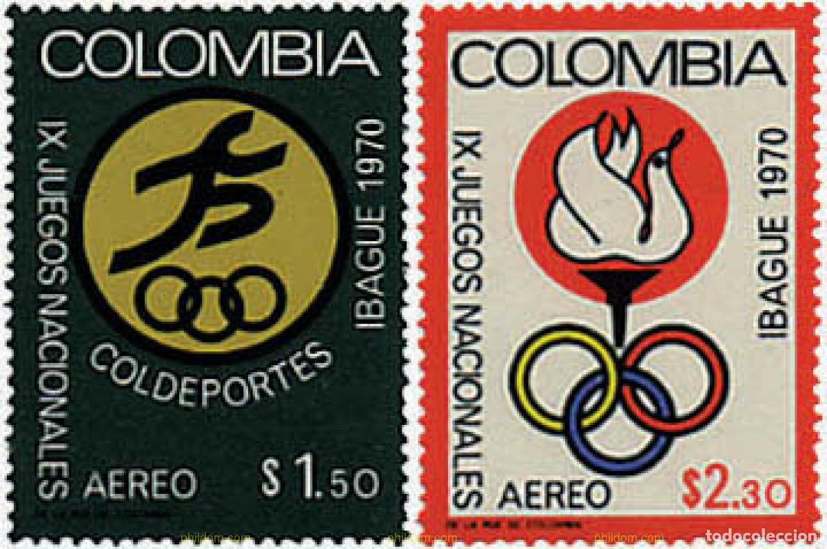 Sellos: 259632 HINGED COLOMBIA 1970 9 JUEGOS ATLETICOS NACIONALES EN IBAGUE