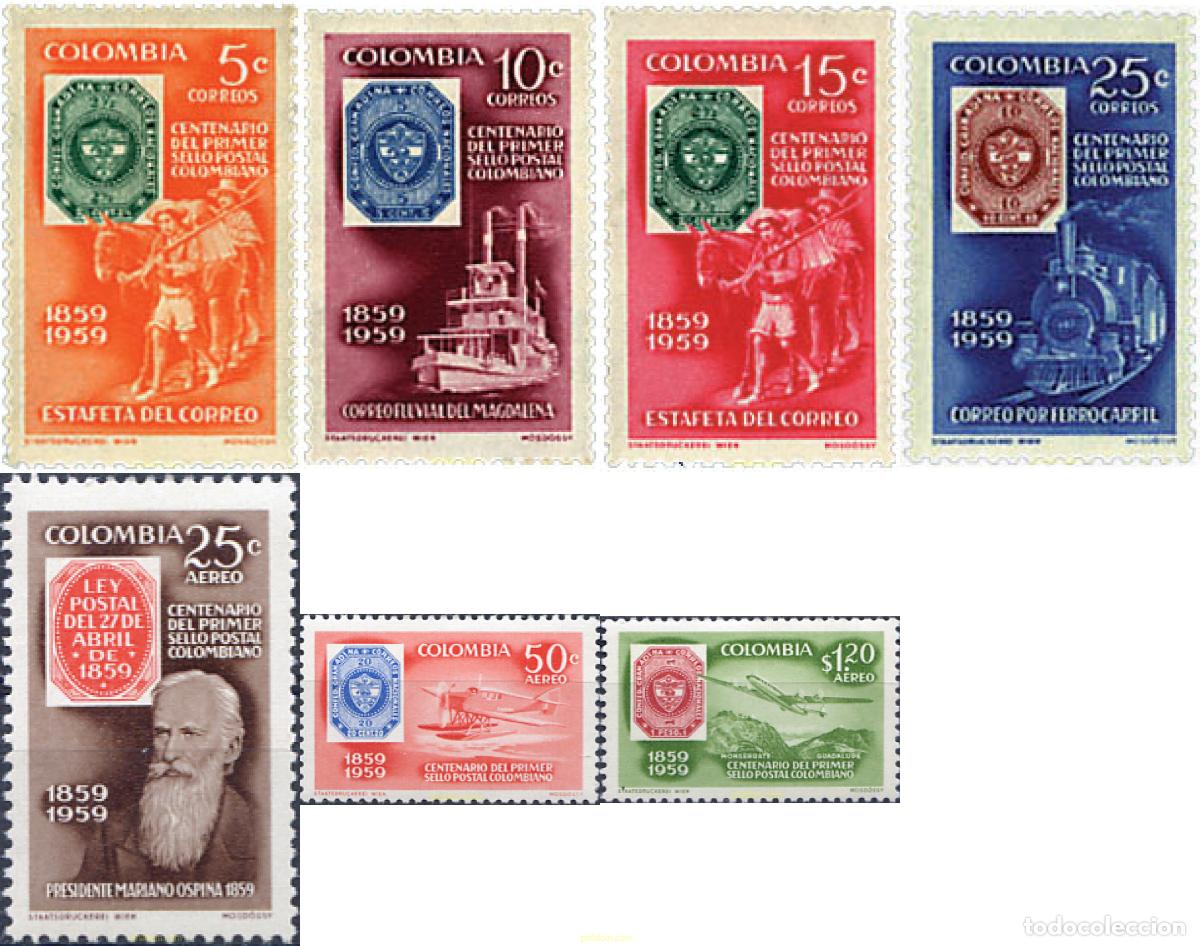Sellos: 577609 HINGED COLOMBIA 1959 CENTENARIO DEL SELLO