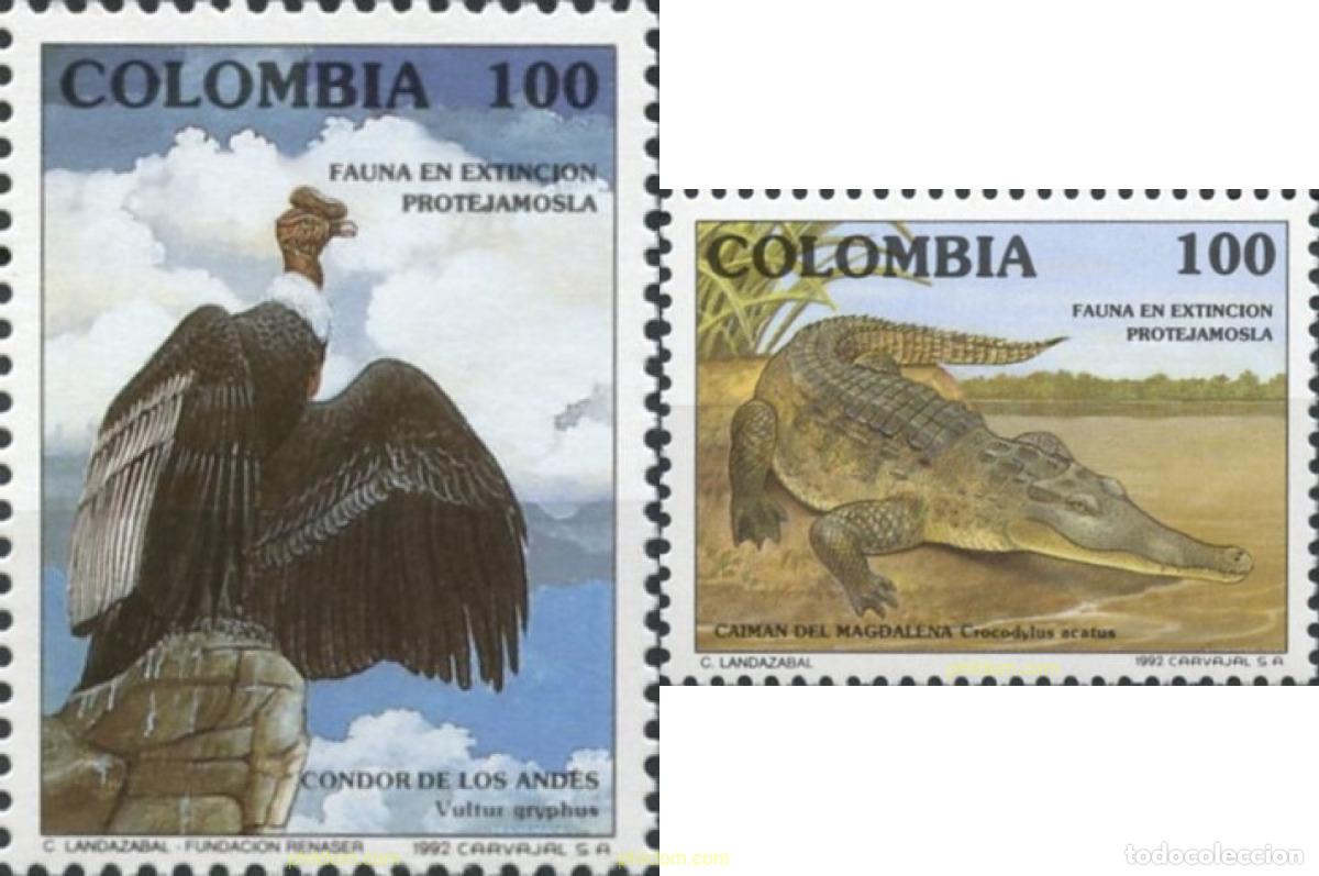 Sellos: 32789 MNH COLOMBIA 1992 FAUNA EN PELIGRO DE EXTINCION